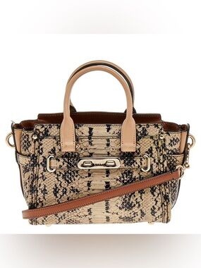 Coach Beige/Black Python Embossed Leather Swagger 20 Tote